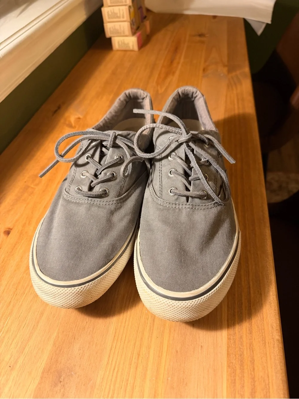 Sperry Gray Canvas Low-Top Sneakers